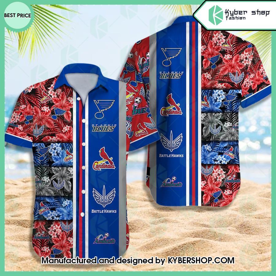 st louis blues st louis cardinals st louis battlehawks st louis ambush hawaiian shirt 1 129