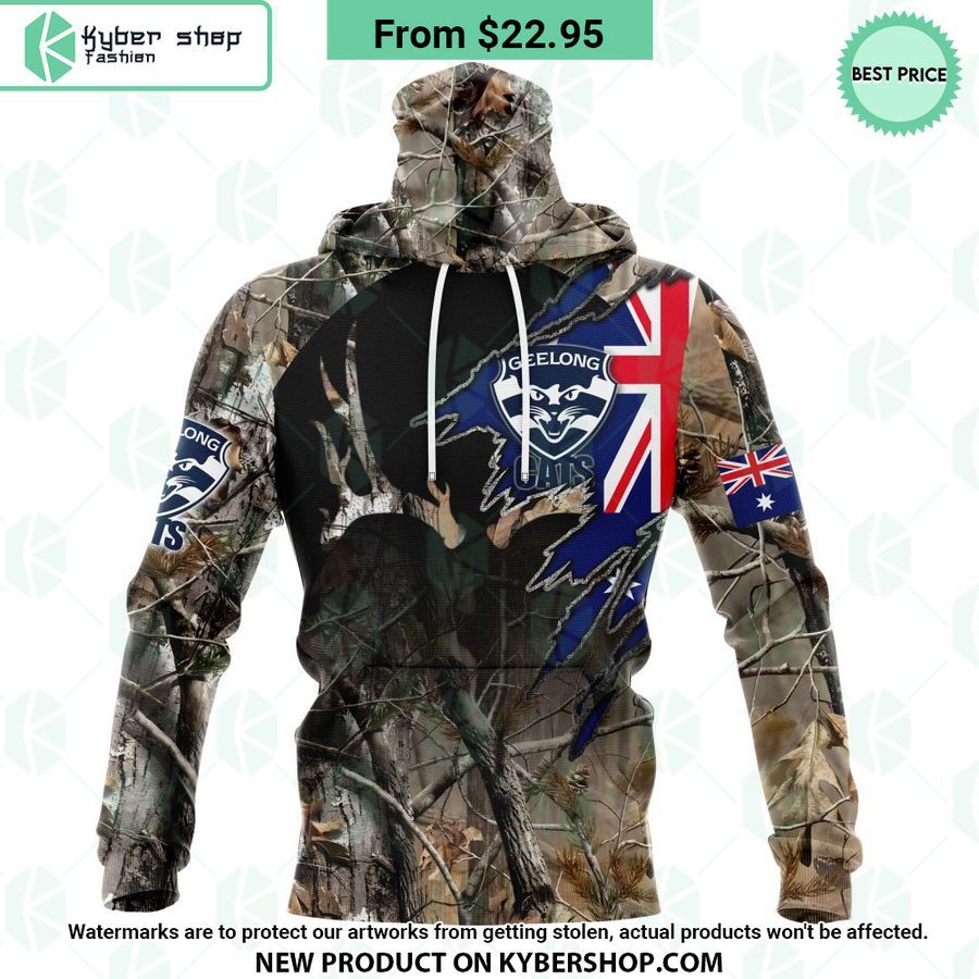 AFL Geelong Cats Camo Realtree Hunting Hoodie 4 AFL Geelong Cats Camo Realtree Hunting Hoodie Cool look bro