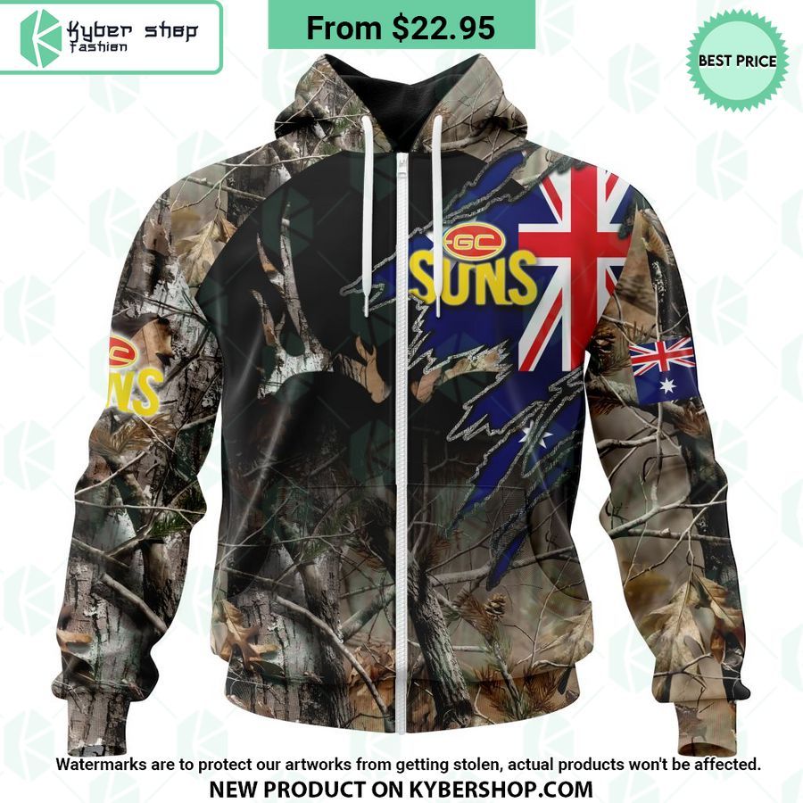 AFL Gold Coast Suns Camo Realtree Hunting Hoodie Generous look