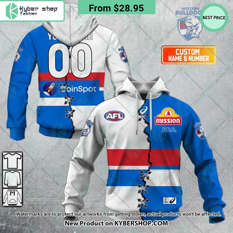 AFL Western Bulldogs CUSTOM Hoodie Two little brothers rocking together