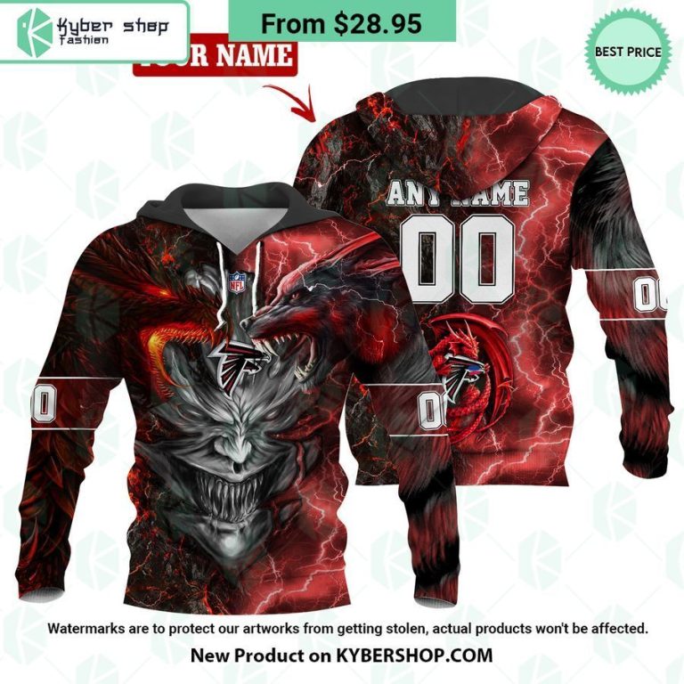 atlanta falcons demon face wolf dragon hoodie 4