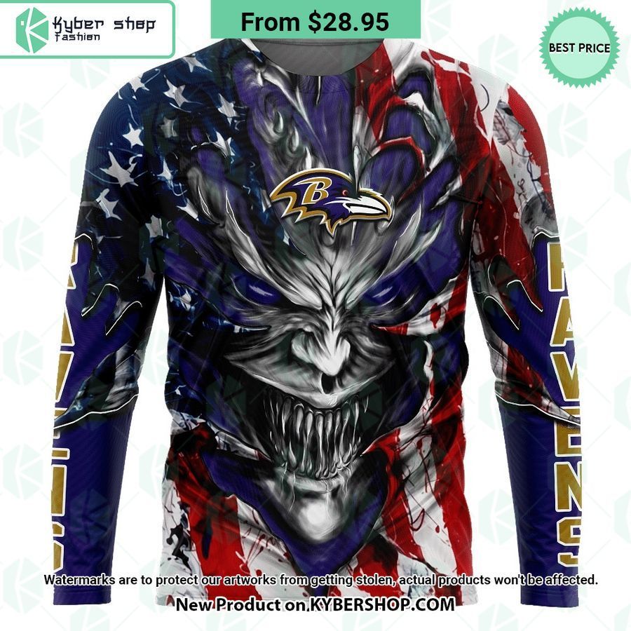 Baltimore Ravens Demon Face US Flag Hoodie 3 baltimore ravens demon face us flag hoodie 2