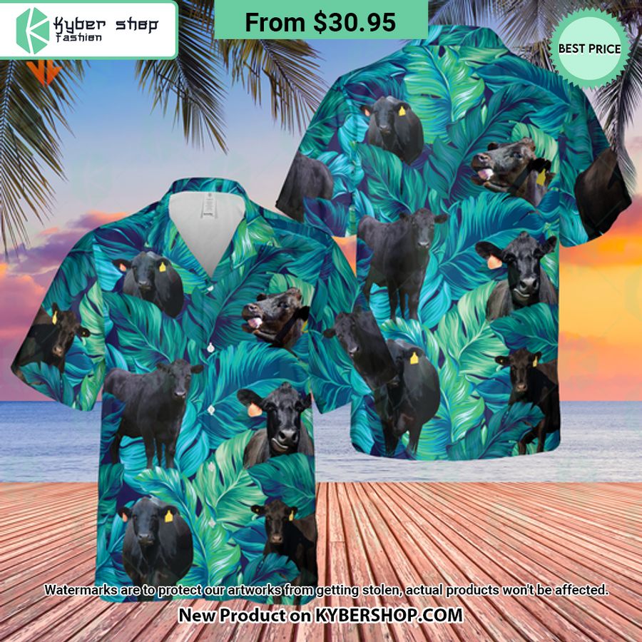 Black Angus Palm Leaves Hawaiian Shirt 1 624 Jpg