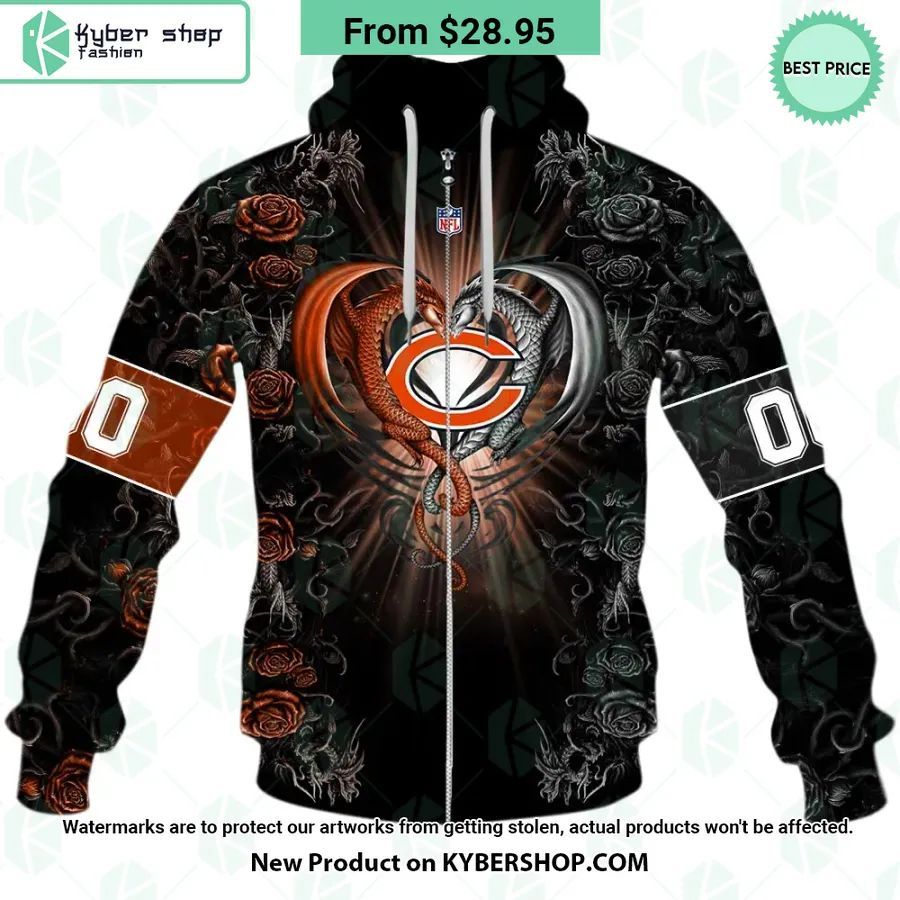 Chicago Bears Dragon Rose Hoodie 5 chicago bears dragon rose hoodie 4