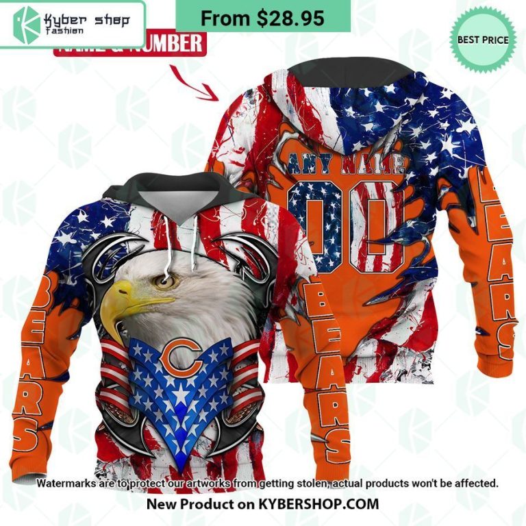 chicago bears us flag eagle hoodie 4