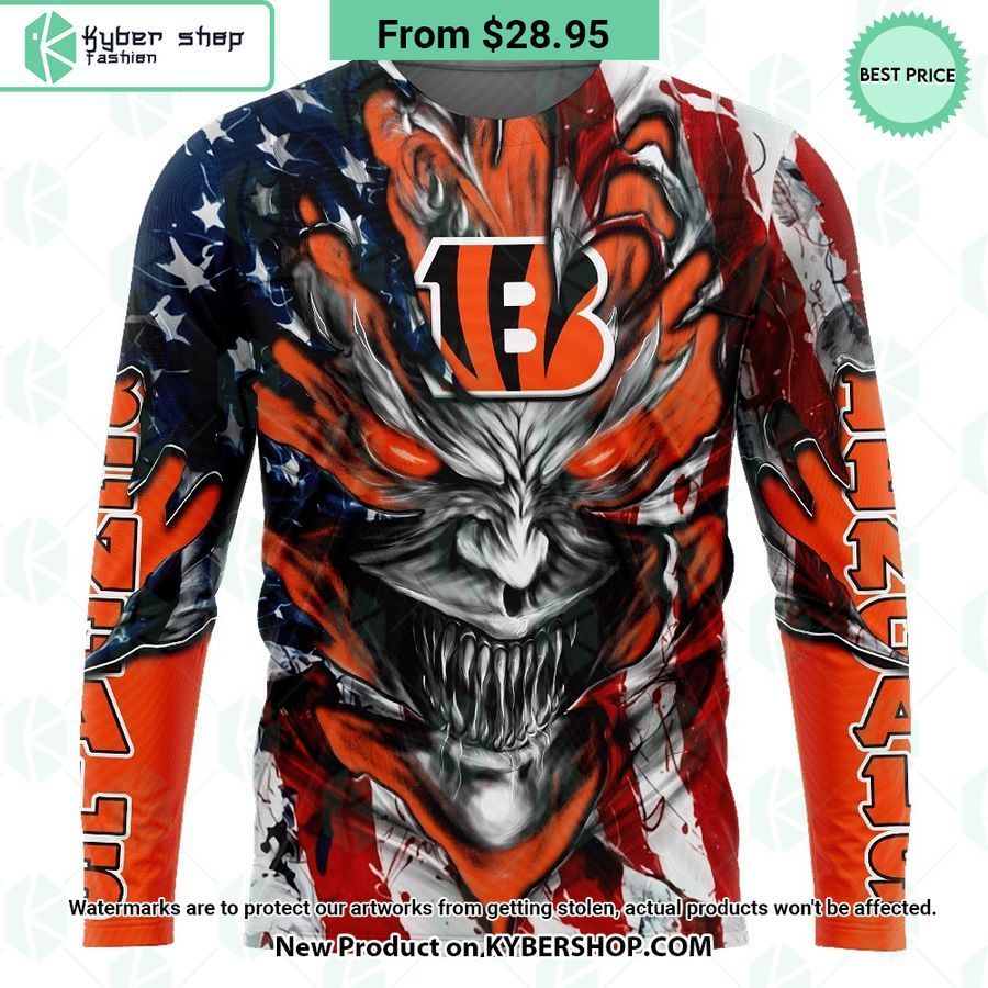 Cincinnati Bengals Demon Face US Flag Hoodie 3 cincinnati bengals demon face us flag hoodie 2