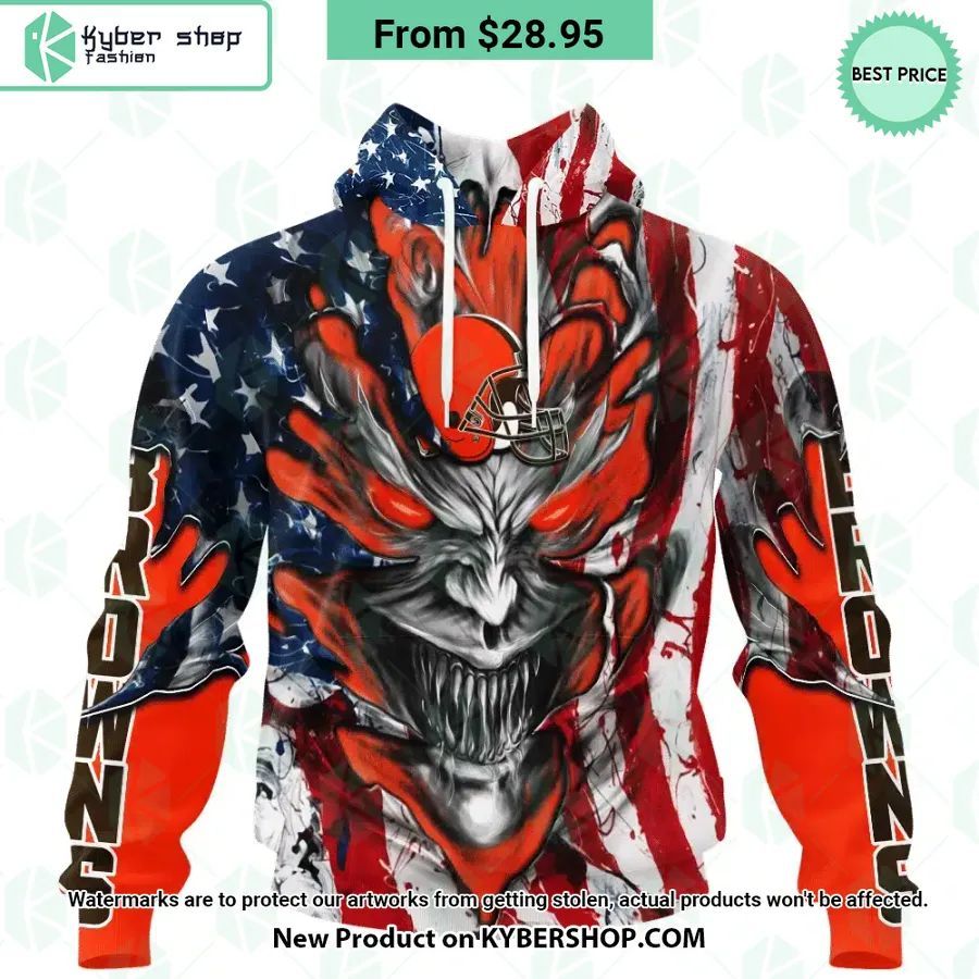 cleveland browns demon face us flag hoodie 1