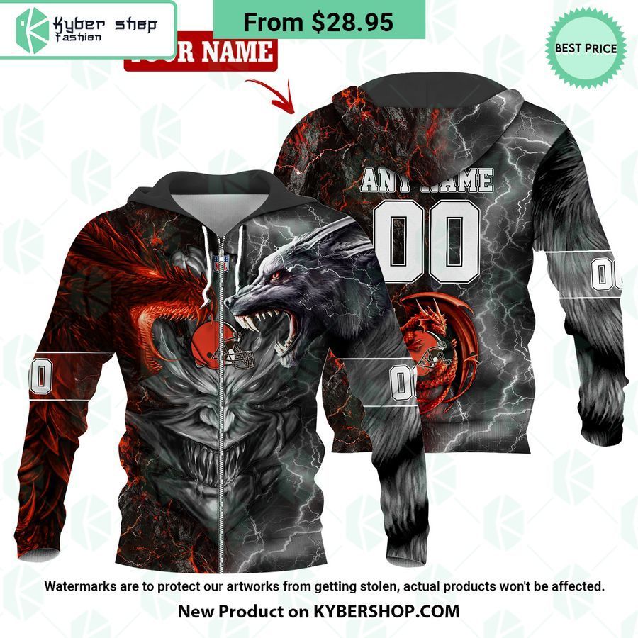 cleveland browns demon face wolf dragon hoodie 1