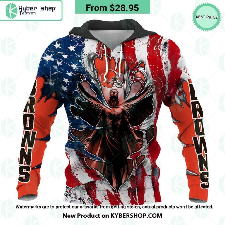 cleveland browns us flag angel hoodie 4