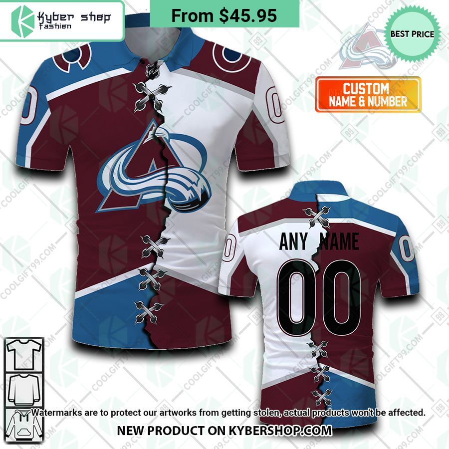 Colorado Avalanche Mix Home Away Jersey CUSTOM Polo Shirt 4 colorado avalanche mix home away jersey custom polo shirt 4 952