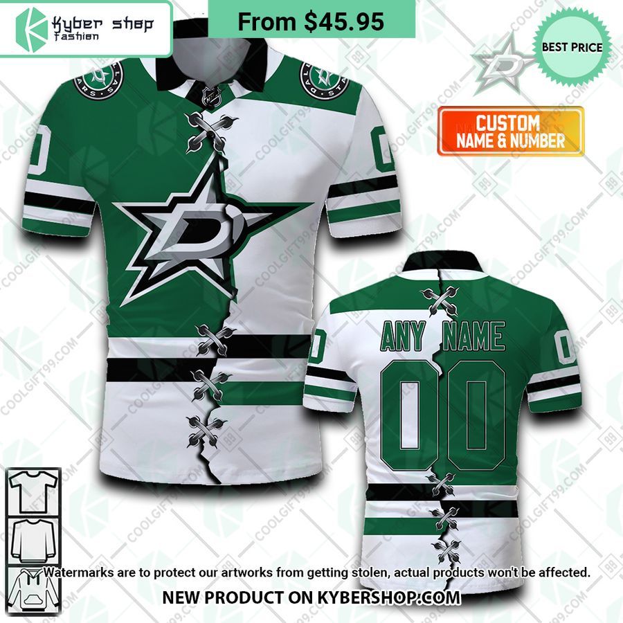 Dallas Stars Mix Home Away Jersey CUSTOM Polo Shirt 4 dallas stars mix home away jersey custom polo shirt 4 677