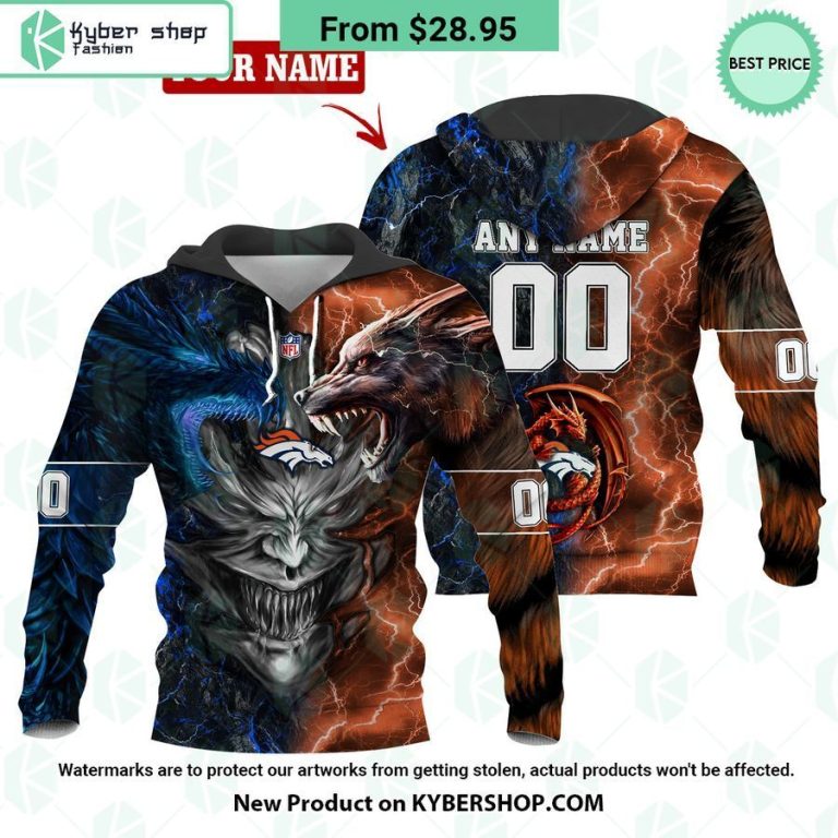 Denver Broncos Demon Face Wolf Dragon Hoodie 16 denver broncos demon face wolf dragon hoodie 1