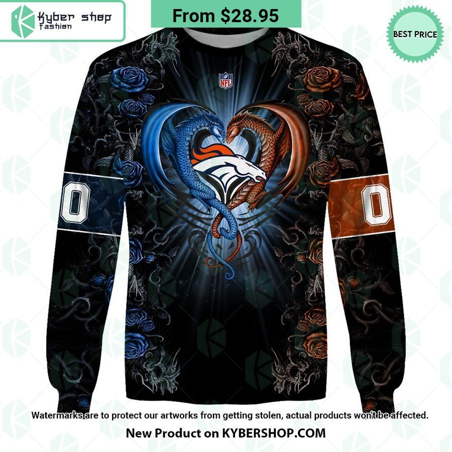 Denver Broncos Dragon Rose Hoodie 4 denver broncos dragon rose hoodie 3