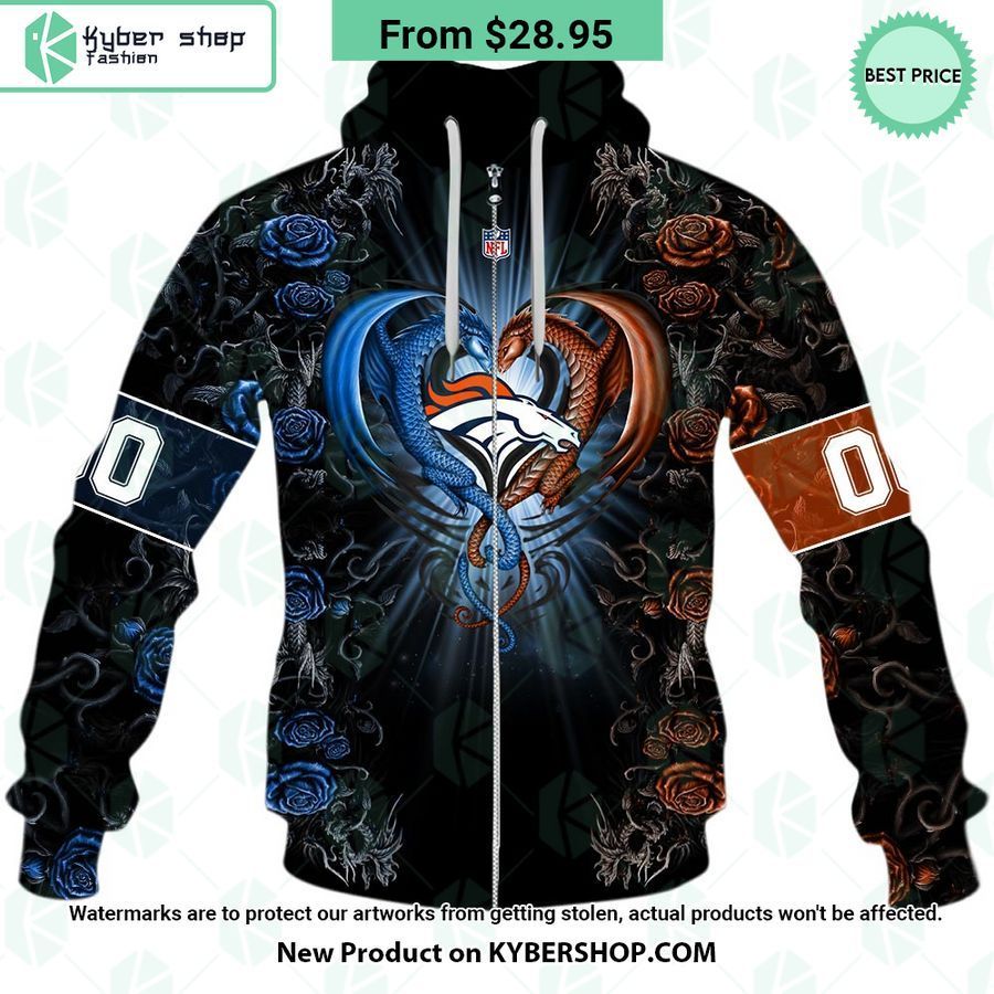 Denver Broncos Dragon Rose Hoodie 5 denver broncos dragon rose hoodie 4