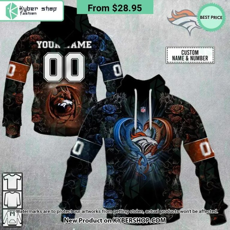 Denver Broncos Dragon Rose Hoodie 22 denver broncos dragon rose hoodie 8
