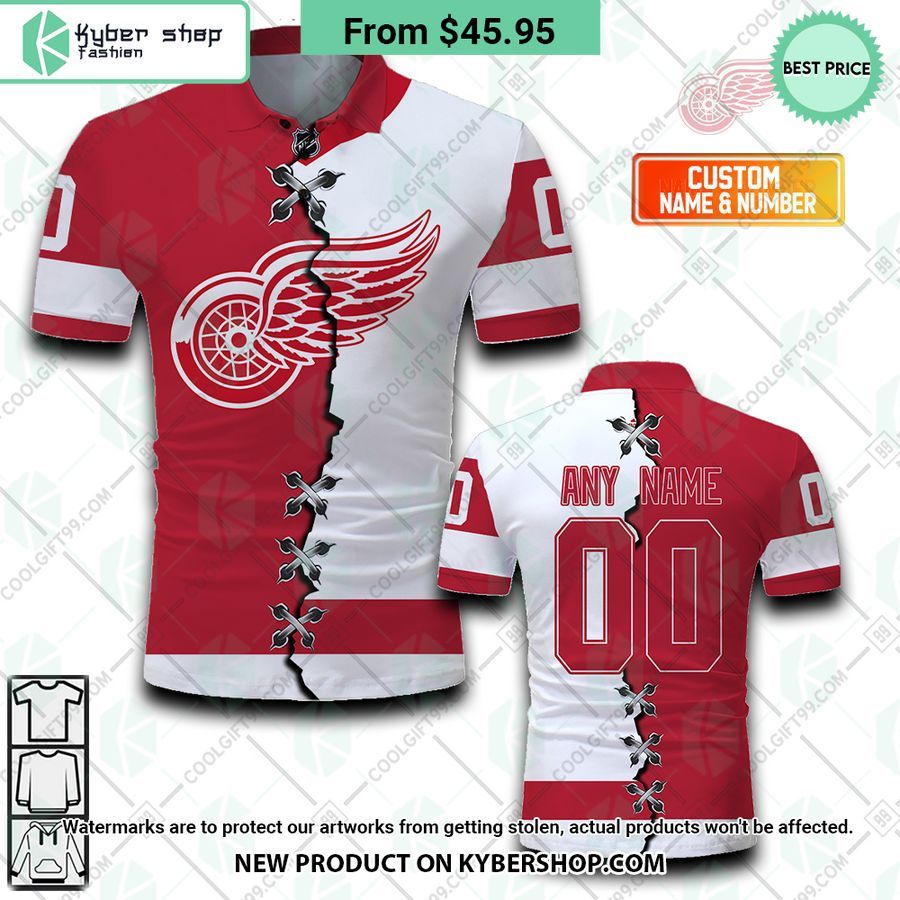 Detroit Red Wings Mix Home Away Jersey CUSTOM Polo Shirt 4 detroit red wings mix home away jersey custom polo shirt 4 78