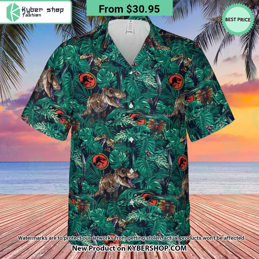dinosaurs tropical jurassic park hawaiian shirt 2 680