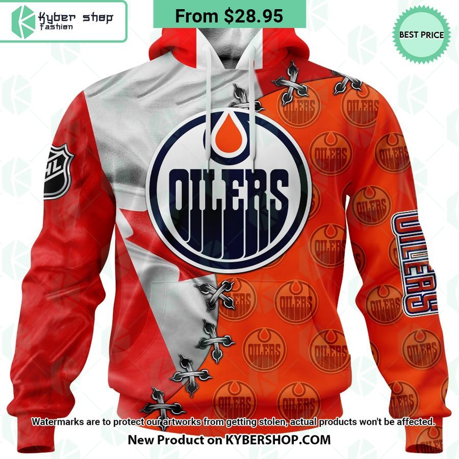 edmonton oilers mix canada flag custom hoodie 2 272