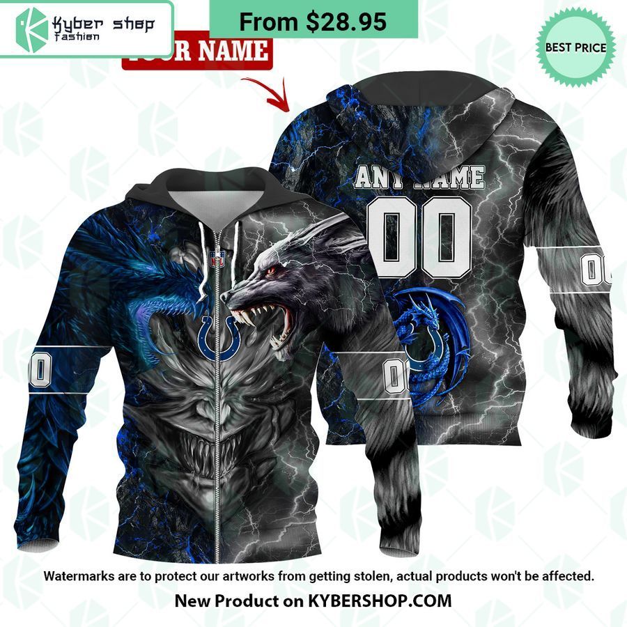 indianapolis colts demon face wolf dragon hoodie 1