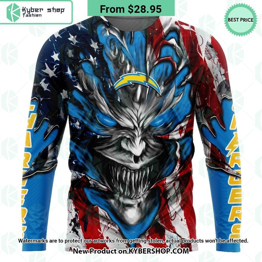 Los Angeles Chargers Demon Face US Flag Hoodie 3 los angeles chargers demon face us flag hoodie 2