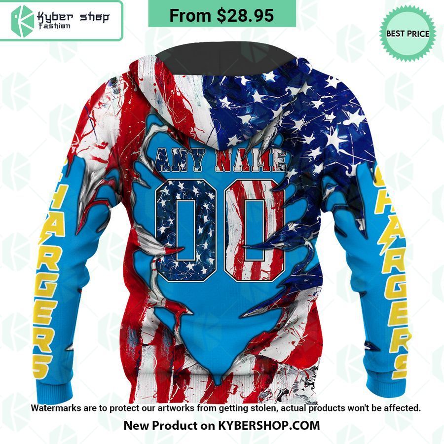 Los Angeles Chargers US Flag Eagle Hoodie 4 los angeles chargers us flag eagle hoodie 3