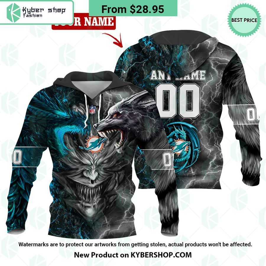 miami dolphins demon face wolf dragon hoodie 2