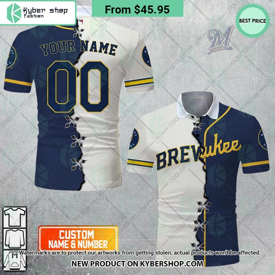Milwaukee Brewers Mix Home Away Jersey CUSTOM Polo Shirt 4 milwaukee brewers mix home away jersey custom polo shirt 4 727