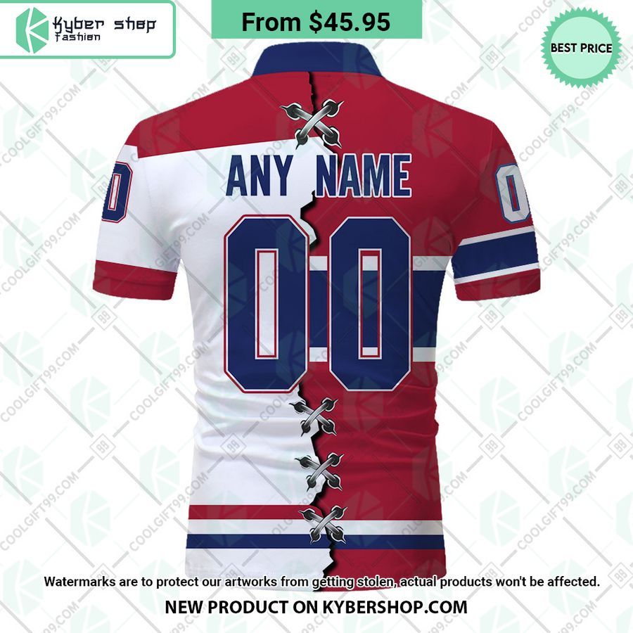 Montreal Canadiens Mix Home Away Jersey CUSTOM Polo Shirt 3 montreal canadiens mix home away jersey custom polo shirt 3 175