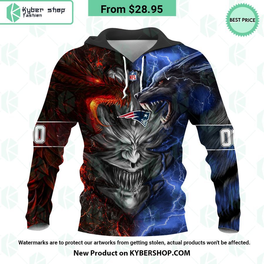 New England Patriots Demon Face Wolf Dragon Hoodie 4 new england patriots demon face wolf dragon custom hoodie 4 618
