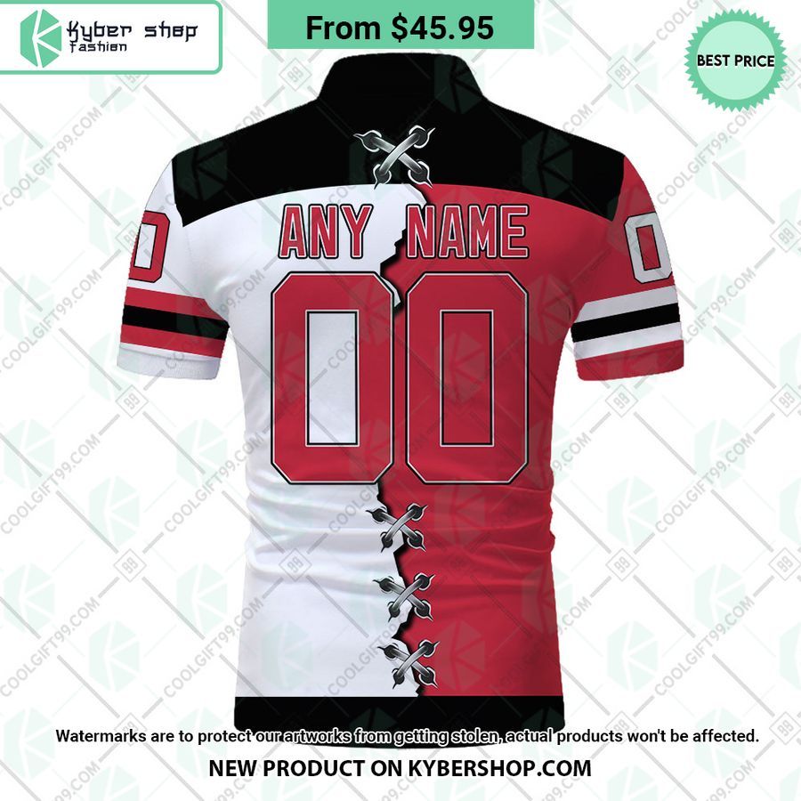 New Jersey Devils Mix Home Away Jersey CUSTOM Polo Shirt 3 new jersey devils mix home away jersey custom polo shirt 3 512