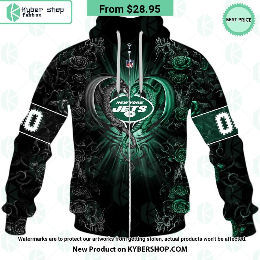 New York Jets Dragon Rose Hoodie 4 new york jets dragon rose custom hoodie 4 615