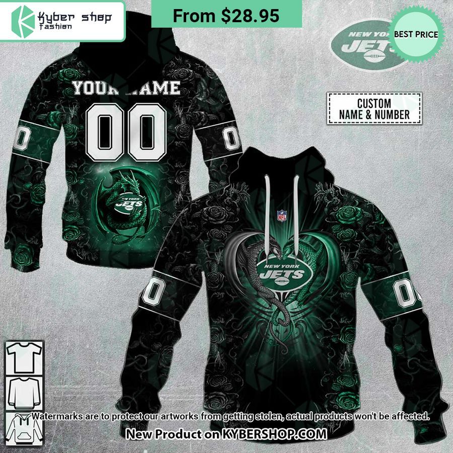 New York Jets Dragon Rose Hoodie 8 new york jets dragon rose custom hoodie 8 797