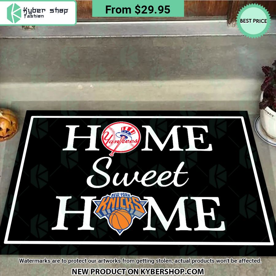 New York Yankees New York Knicks Home Sweet Home Doormat Impressive picture