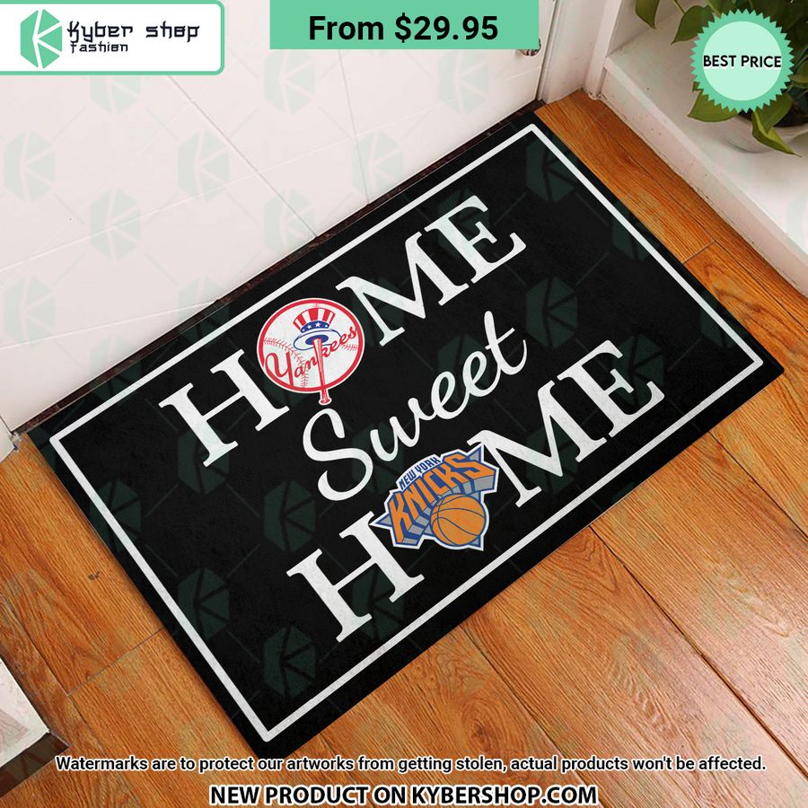 New York Yankees New York Knicks Home Sweet Home Doormat Rejuvenating picture