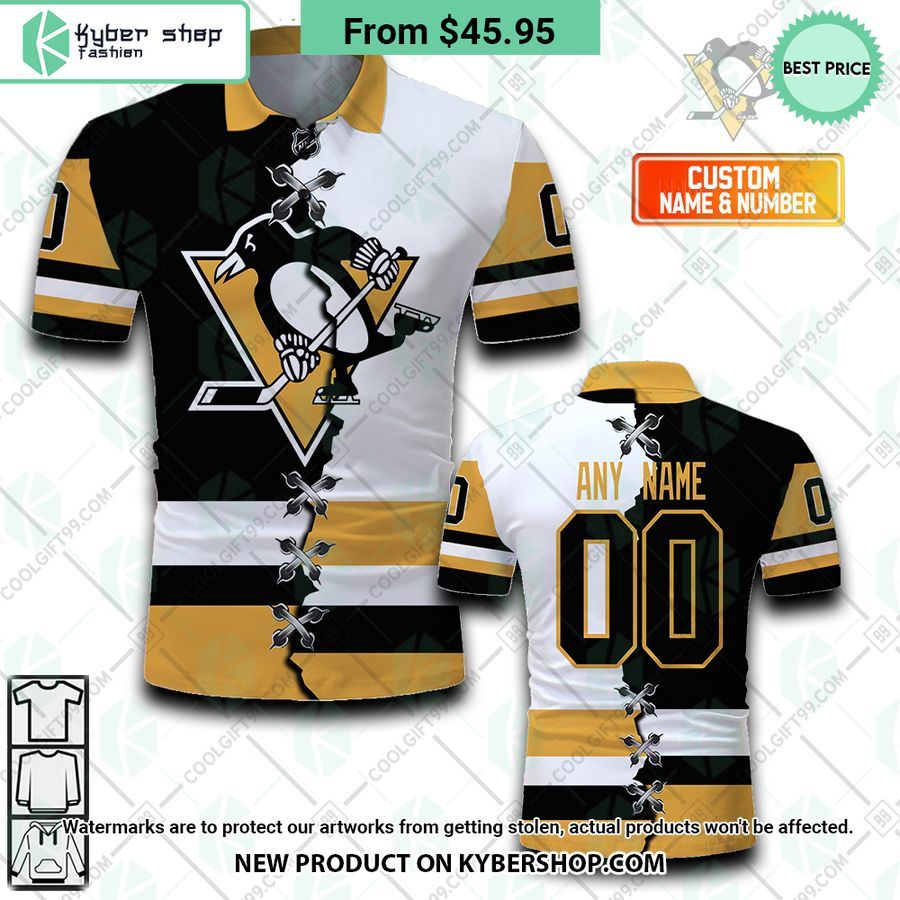Pittsburgh Penguins Mix Home Away Jersey CUSTOM Polo Shirt 4 pittsburgh penguins mix home away jersey custom polo shirt 4 439