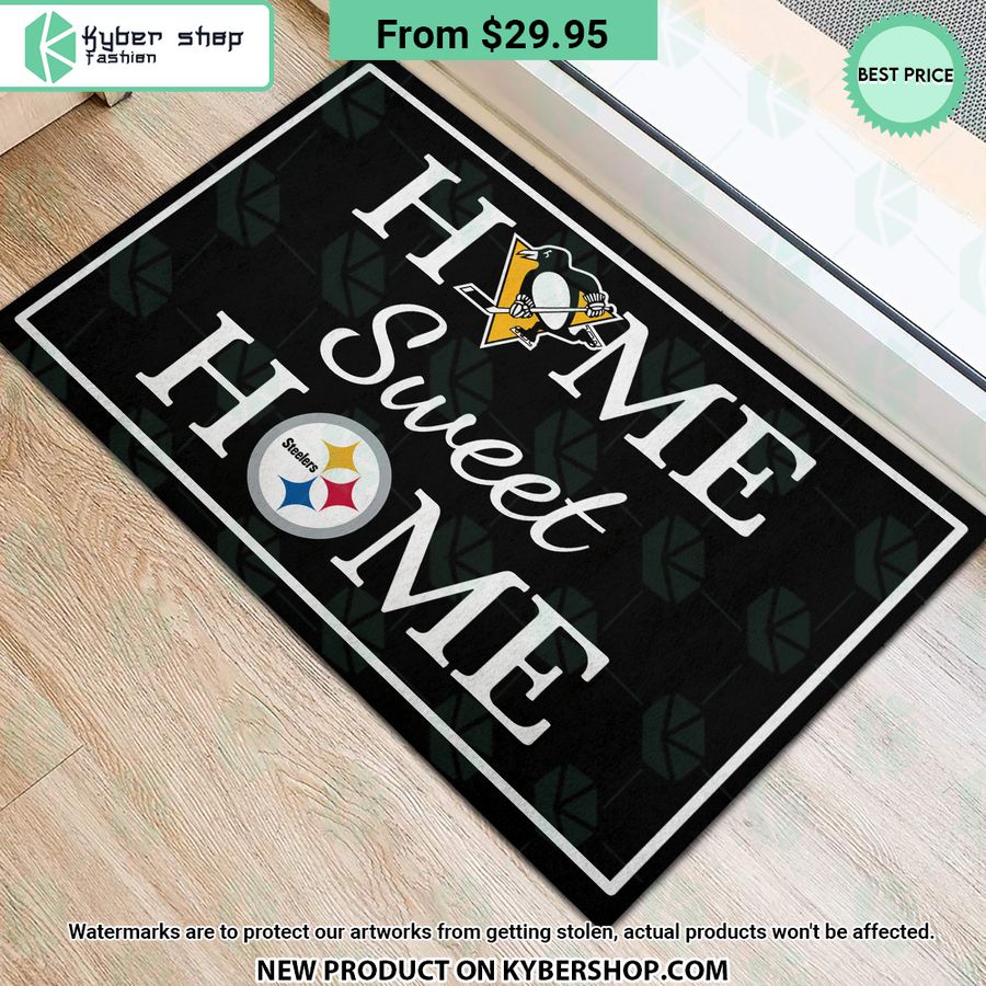 Pittsburgh Steelers Pittsburgh Penguins Home Sweet Home Doormat 4 86 Jpg