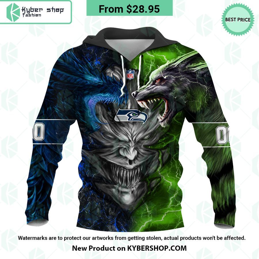 Seattle Seahawks Demon Face Wolf Dragon Hoodie 5 seattle seahawks demon face wolf dragon custom hoodie 5 493