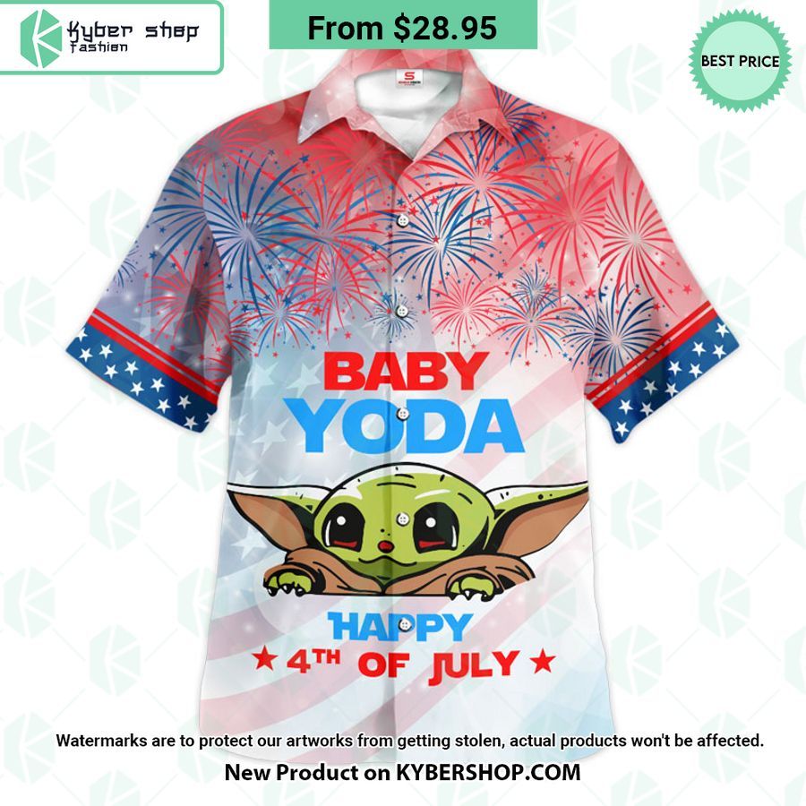 Star Wars Baby Yoda Happy 4th of July Hawaiian Shirt Shorts Cutting dash