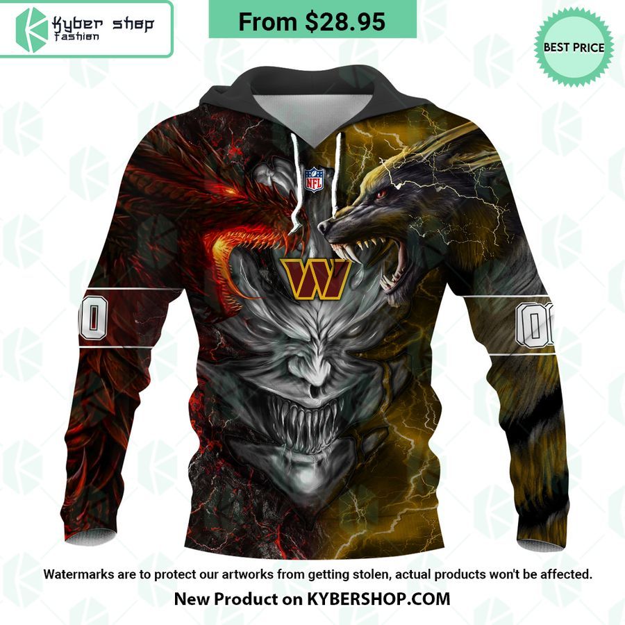 Washington Redskins Demon Face Wolf Dragon Hoodie 3 washington redskins demon face wolf dragon custom hoodie 3 881