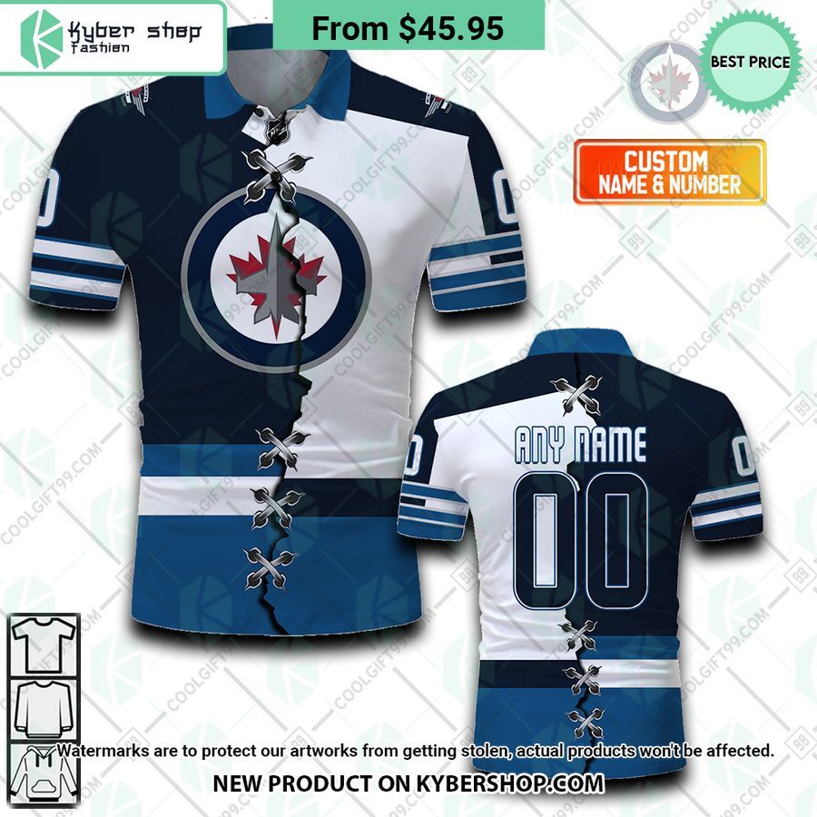 Winnipeg Jets Mix Home Away Jersey CUSTOM Polo Shirt 4 winnipeg jets mix home away jersey custom polo shirt 4 945