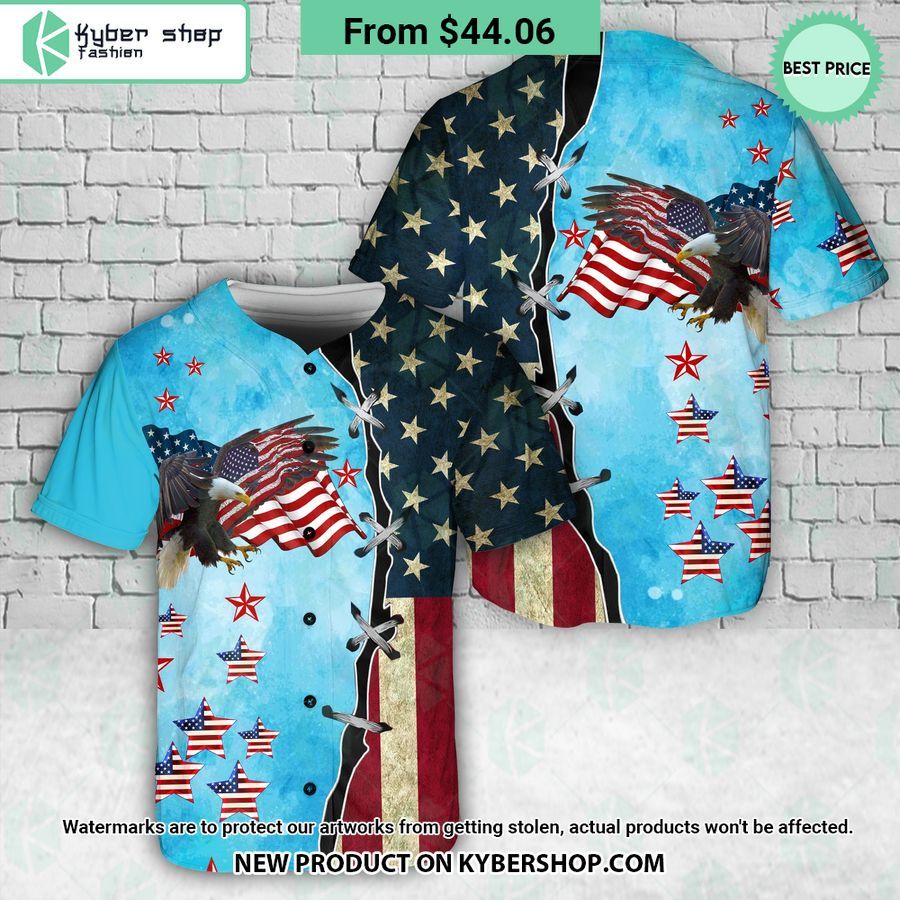 American Flag Eagle 4Th Of July Baseball Jersey Nice Pic