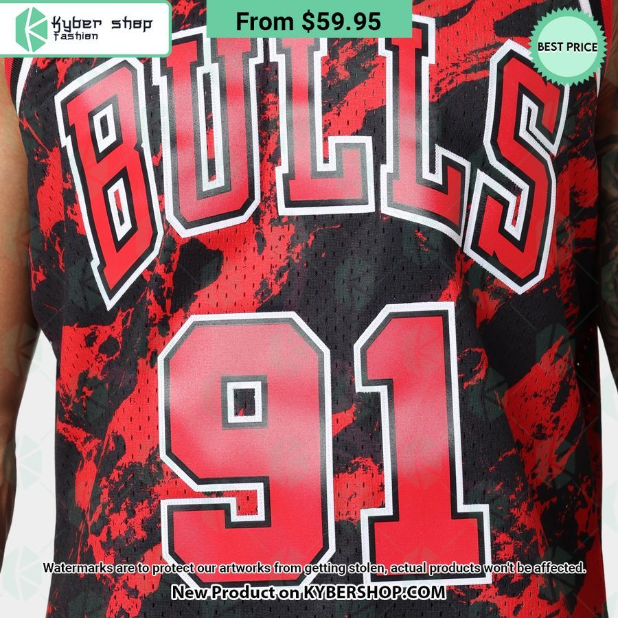 Chicago Bulls Dennis Rodman 91 Marble Red Basketball Jersey 3 chicago bulls dennis rodman 91 marble red basketball jersey 3 610 jpg