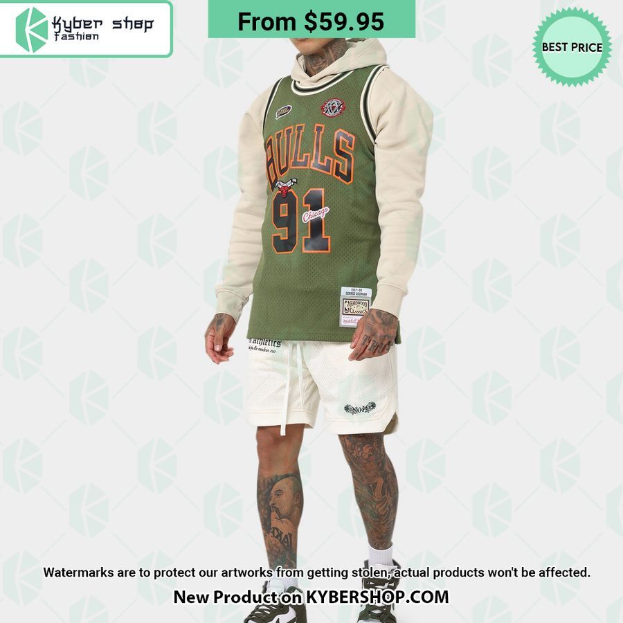 Chicago Bulls Dennis Rodman 91 Olive Basketball Jersey 3 chicago bulls dennis rodman 91 olive basketball jersey 3 826 jpg