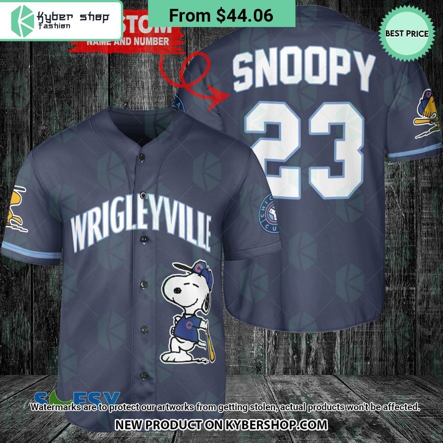 Chicago Cubs Snoopy Peanuts Navy Baseball Jersey Nice place and nice picture
