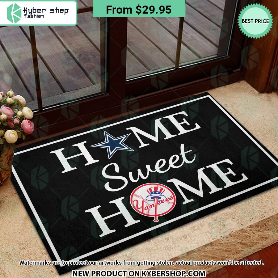 Dallas Cowboys New York Yankees Home Sweet Home Doormat It Is Too Funny