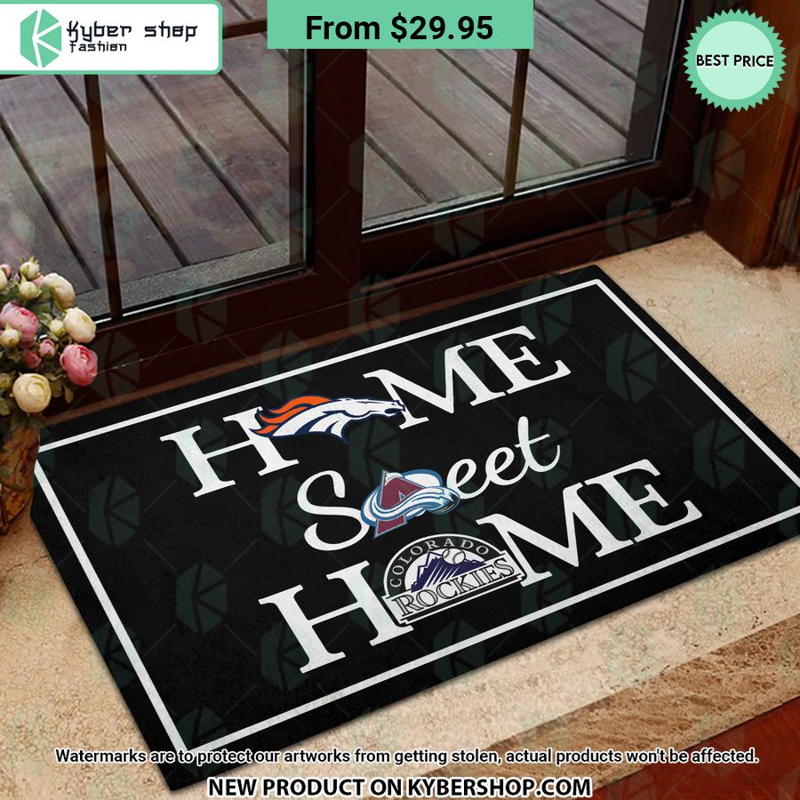 Denver Broncos Colorado Avalanche Colorado Rockies Home Sweet Home Doormat 4 91 Jpg