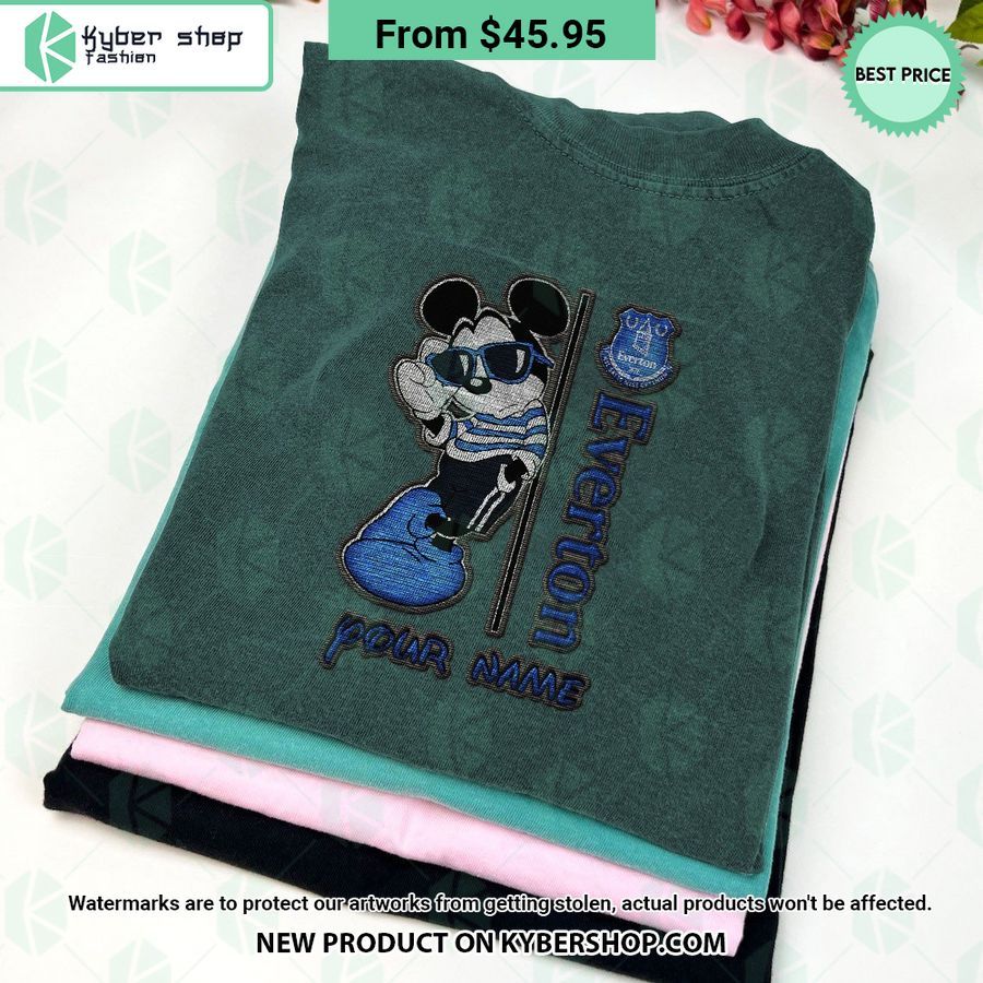 Everton FC Mickey Mouse CUSTOM Embroidered Shirt 3 Everton FC Mickey Mouse CUSTOM Embroidered Shirt Nice Pic