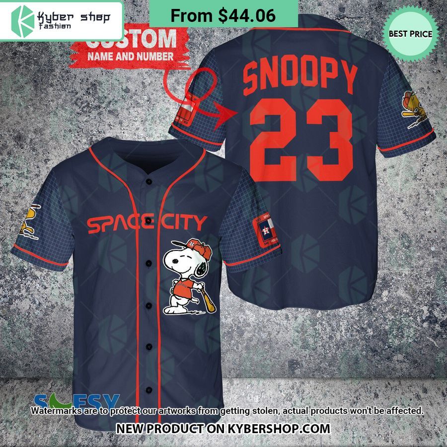 Houston Astros Snoopy Peanuts Navy Baseball Jersey She has grown up know