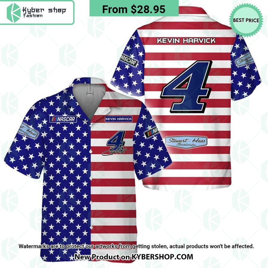 Kevin Harvick NASCAR Racing Independence Day Hawaiian Shirt Loving click