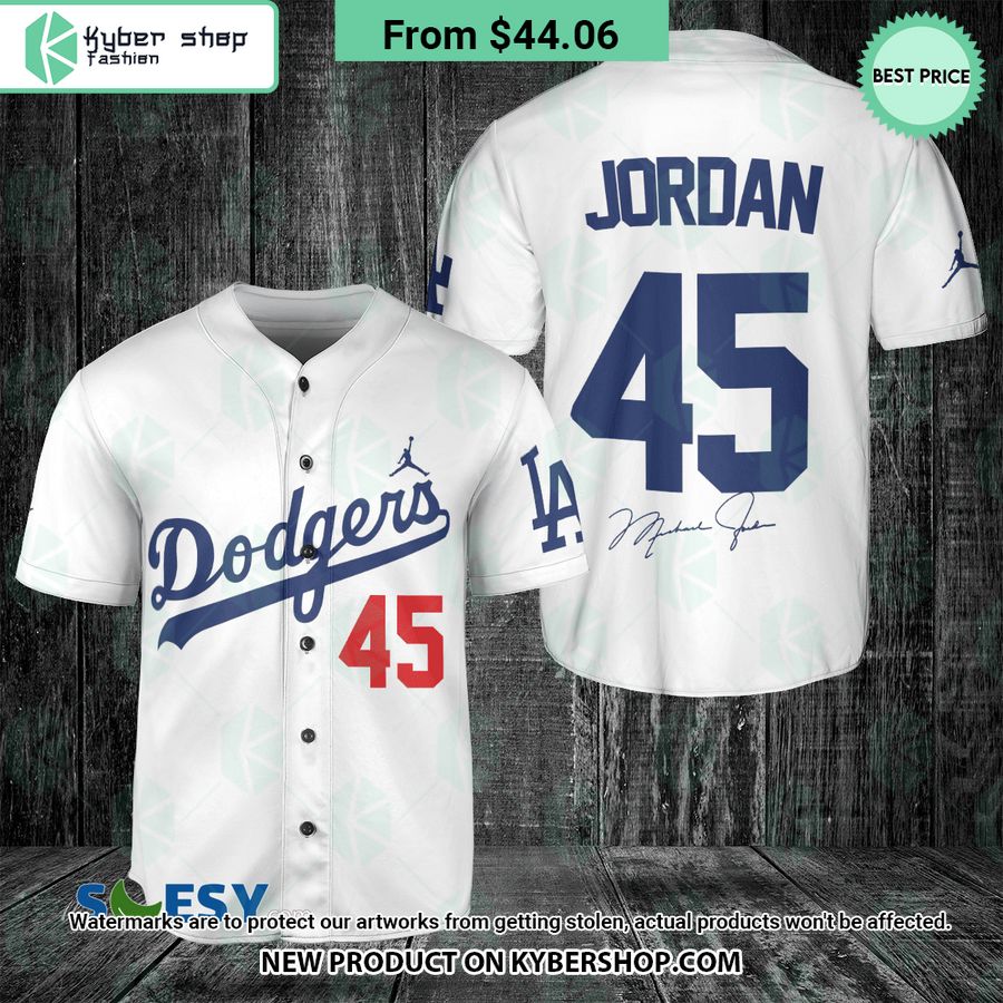 Michael Jordan 45 Los Angeles Dodgers White Baseball Jersey 1 934 Jpg
